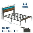 thumbnail image 3 of Full Size Metal Bed Frame with Headboard and Footboard, LED Lighting, Black Heavy Duty Mattress Foundation with Steel Slat Support, Noise Free, 3 of 4