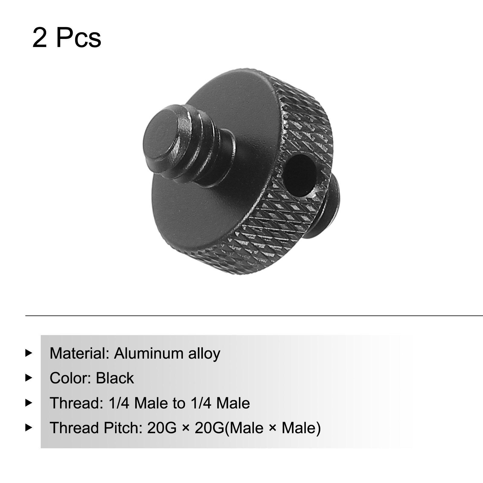Uxcell Mic Stand Adapter 1/4 Male to 1/4 Male Thread Tripod Screw with Hole Double Sides Camera Screw Black 2 Pack - image 3 of 6