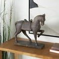 thumbnail image 3 of 14" x 15" Brown Polystone Prancing Horse Sculpture, by DecMode, 3 of 16
