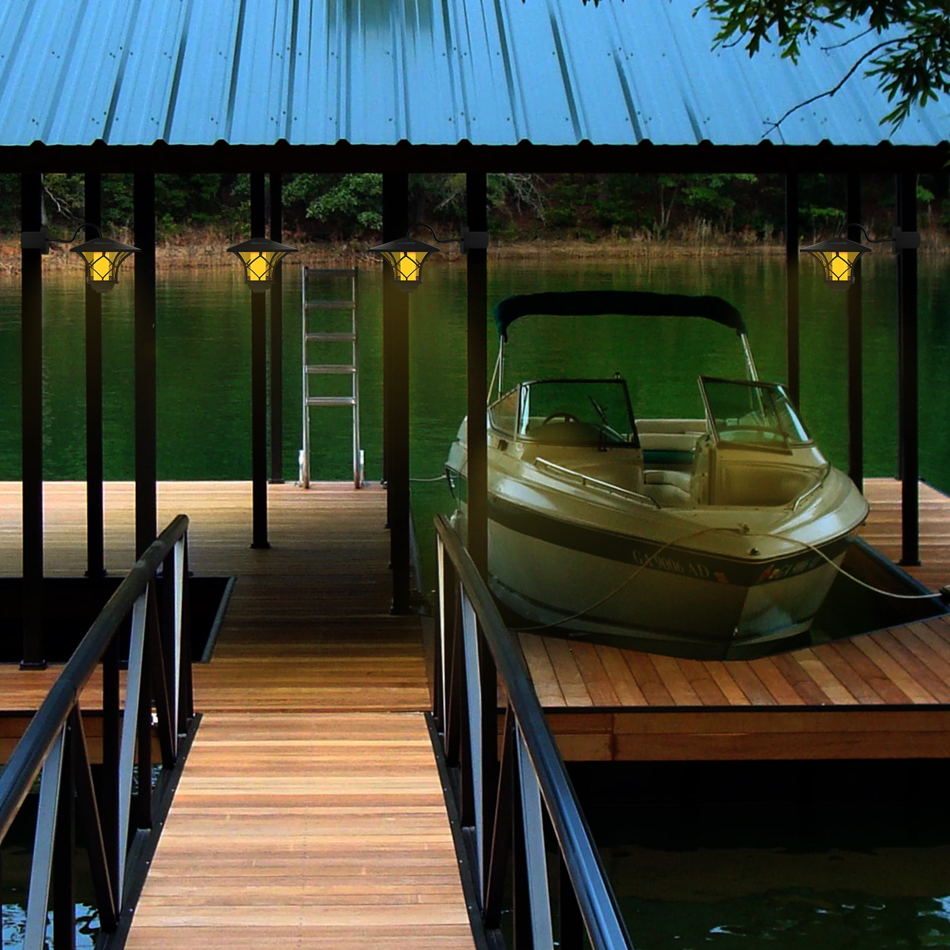 Solar Magnetic Dock Lanterns (2-Pack), Boat Dock Accessories, Outdoor lighting, Marine Lights,