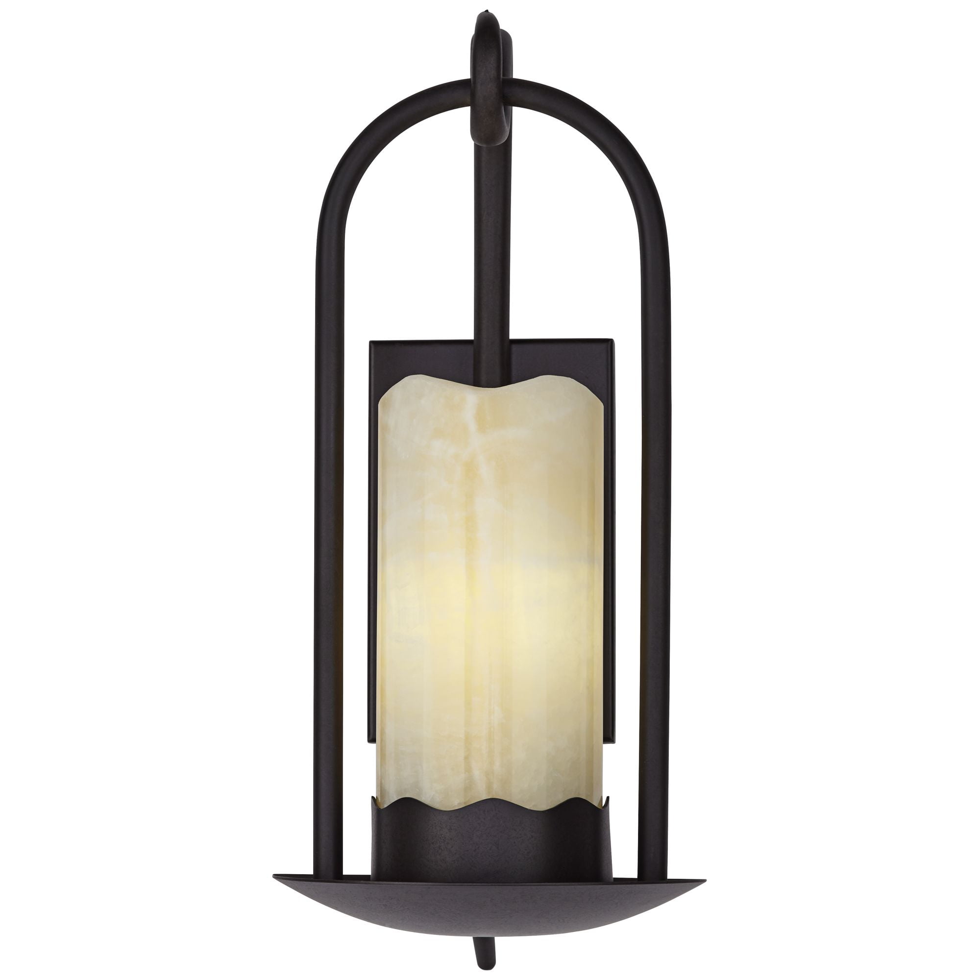 Franklin Iron Works Hanging Onyx Rustic Wall Light Sconce Espresso Bronze Hardwire 6 1/2" Fixture Faux Candle Glass Shade for Bedroom Bathroom Vanity