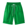 thumbnail image 4 of GUACER Womens Bermuda Shorts Casual Cotton Linen Lightweight Drawstring Elastic Waisted with Pockets Cargo Shorts, 4 of 9