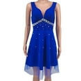 thumbnail image 4 of Blmnix Valentine Dresses for Women Ball Gown Waisted Sparkly Dresses V-Neck Blue Sleeveless Womens Dress,L, 4 of 9