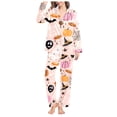 thumbnail image 4 of CONROSES Hallowmas Pajama Set for Women 2 Peice Halloween Pjs Ghost Pumpkin Graphic Long Sleeve Buttons Tops Pants Loungewear Sets Cozy Nightwear Sleepwear, 4 of 6