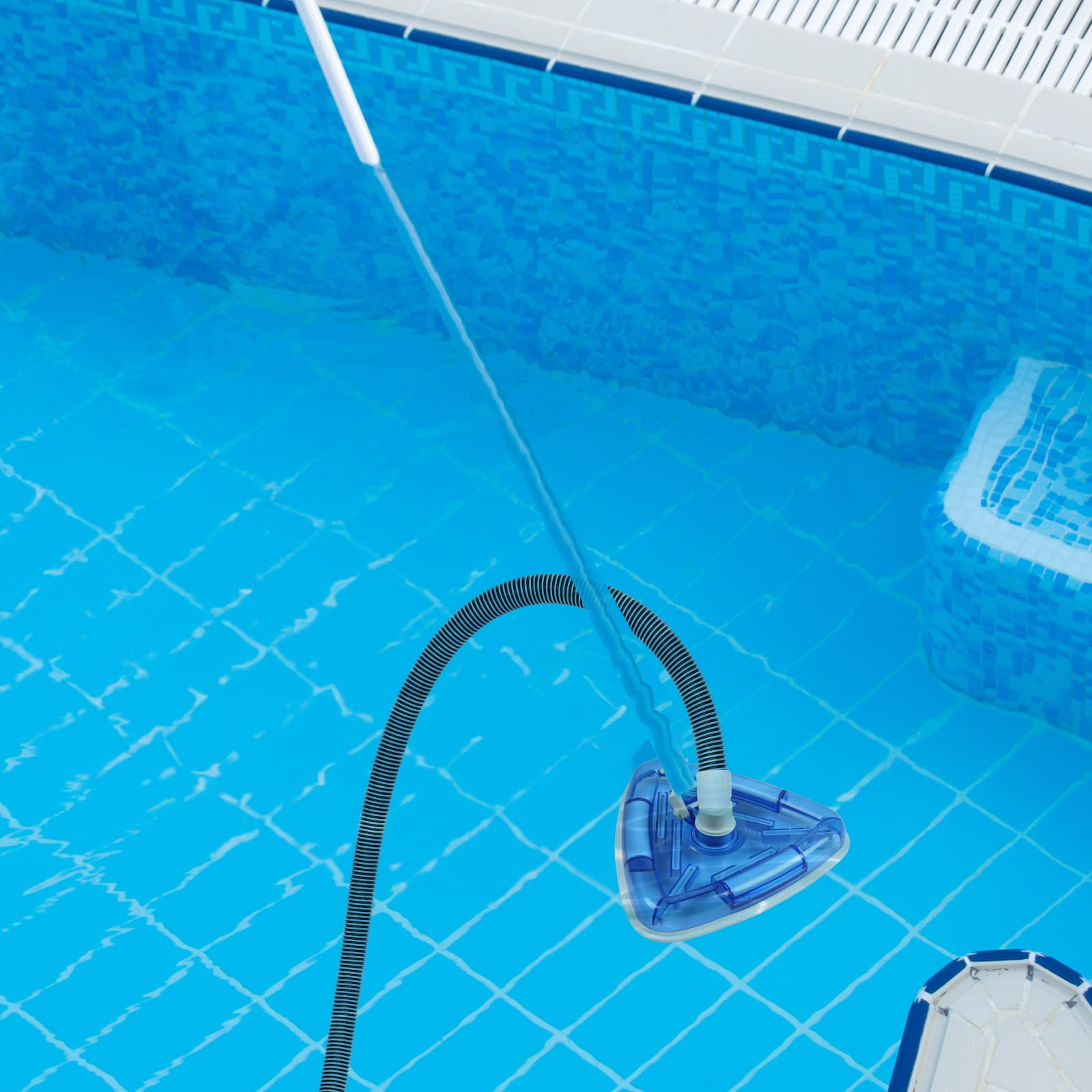Ktaxon Transparent Triangular Pool Vacuum Head, 7-Brush Design for Efficient Corner Cleaning, Fits 1.25" & 1.5" Hoses