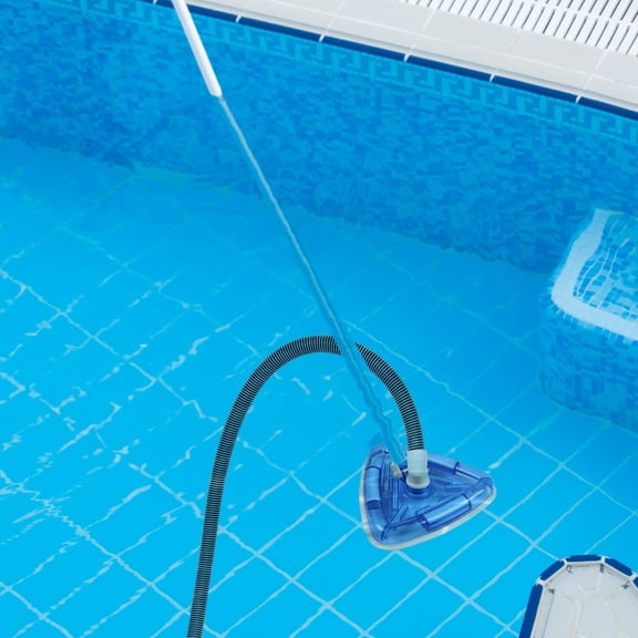 GoDecor Pool Vacuum Head with 7 Brushes, Transparent Triangle Shape for Corner Cleaning, Fits Standard 1-1/4" & 1-1/2" Hoses