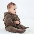 thumbnail image 4 of Spring Infant Flannel Solid Color Stitching Package Foot Romper Siamese Baby Crawling Jumpsuit, 4 of 6