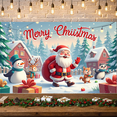 thumbnail image 3 of Cartoon Design Christmas Banner Santa Claus Festive Decoration Reindeer Animal Theme Snowman for Holiday Party Event Indoor, 3 of 9