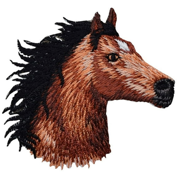 Horse Head - Facing Right - Iron On Applique/ Embroidered Patch