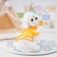 thumbnail image 3 of CBFFDC Pet Outfit White Flowers Decor Pet T shirt with Front Bowknot Ruffle Collar Spring Summer Puppy Tee Clothes, 3 of 7