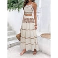 thumbnail image 4 of Womens Bohemian Printed Beach Set Halter Neck Sleeveless Top and Midi Skirt Two Piece Outfit White S, 4 of 9