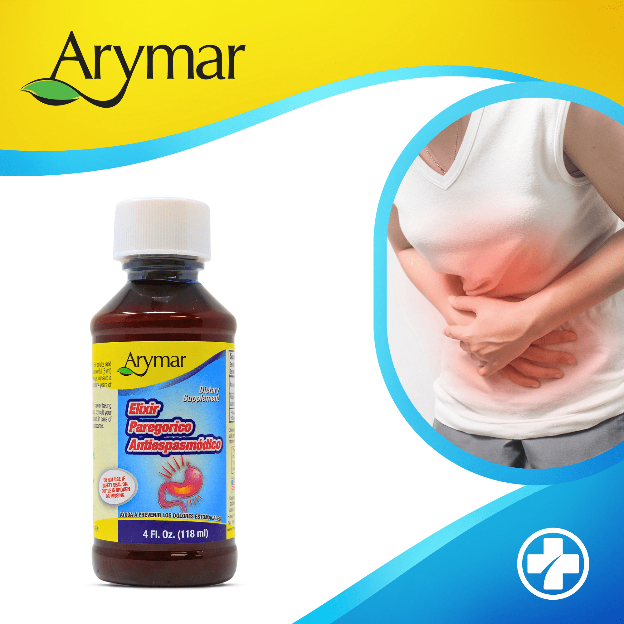 Arymar Elixir Paregorico Antiespasmódico, Liquid for Digestive Relief, 4 Fl Oz (1 Count)