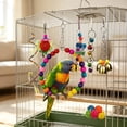 thumbnail image 4 of Natural Wood Bird Toy Set for Small Medium Birds, Parrot Cage Accessories with Swings Ladders Bells, Colorful Chew Blocks for Cage Enrichment, 4 of 5