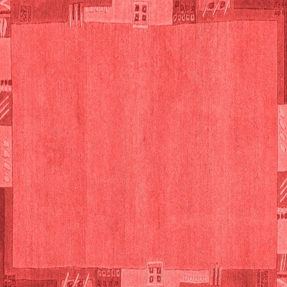 Ahgly Company Machine Washable Indoor Square Abstract Red Modern Area Rugs, 3' Square