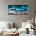 thumbnail image 6 of Abstract Ocean Wave Canvas Wall Art Print, Teal Blue Sea Foam Beach Landscape Painting Picture, 40x20 Inch Modern Coastal Decor Artwork for Living Room Bedroom Home Office, 6 of 9