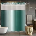 thumbnail image 3 of Gradient Green No Hook Shower Curtain with Snap in Liner Modern Abstract Minimalist Green White Ocean Beach Waterproof Bathroom Shower Curtain with See Through Top Window for Bathtub 72" x 72", 3 of 9