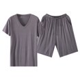 thumbnail image 3 of Men’s Short Sleeve Shorts Pajama Set Ice Silk Loose Fit Summer Home Loungewear, 3 of 4