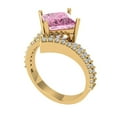 thumbnail image 2 of 2.3075 ct Princess Cut Simulated Pink Diamond Solitaire with Simulated Diamond Accents 14K Yellow Gold Womens Engagement Ring, 2 of 5