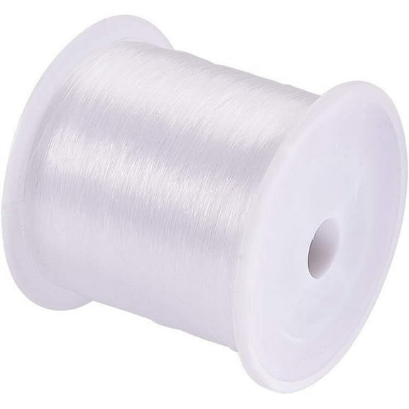 1 Roll 140 Yards Clear Invisible Craft Nylon Thread 0.2mm Monofilament Fishing Line Bead String Cord for Gemstone Jewelry DIY Making Bracelet Hanging Decoration Sewing Quilting Hair Weaving Clear
