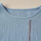 thumbnail image 2 of TaTaai Women's Crew Neck Short Sleeve Linen Embroidered Vintage Loose Casual Tops Soft Lightweight Stylish Blouses for Daily Street Office Outfits Gift, 2 of 6