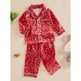 thumbnail image 2 of SUNSIOM Kids Christmas Pajama Sets Tree/Snowflake Print Long Sleeve Button-up Tops Pants Loungewear Set, 2 of 6