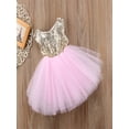 thumbnail image 3 of Gureui Toddler Kids Baby Girls Sleeveless Sequin Tulle Princess Dress Mesh Formal Party Wedding Tutu Gown Bowknot Dress, 3 of 8