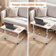 thumbnail image 5 of Portable Small Standing Desk with Wheels, Adjustable Height Rolling Laptop Computer Table on Casters, Mobile Sit Stand Desk for Home Office, Study, Bedroom (White), 5 of 6