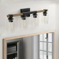 thumbnail image 3 of Modern 4-Light Wall Sconce Cylinder Black Vanity Lighting Minimalist Retro Light Fixture with Clear Glass Shade, 3 of 7