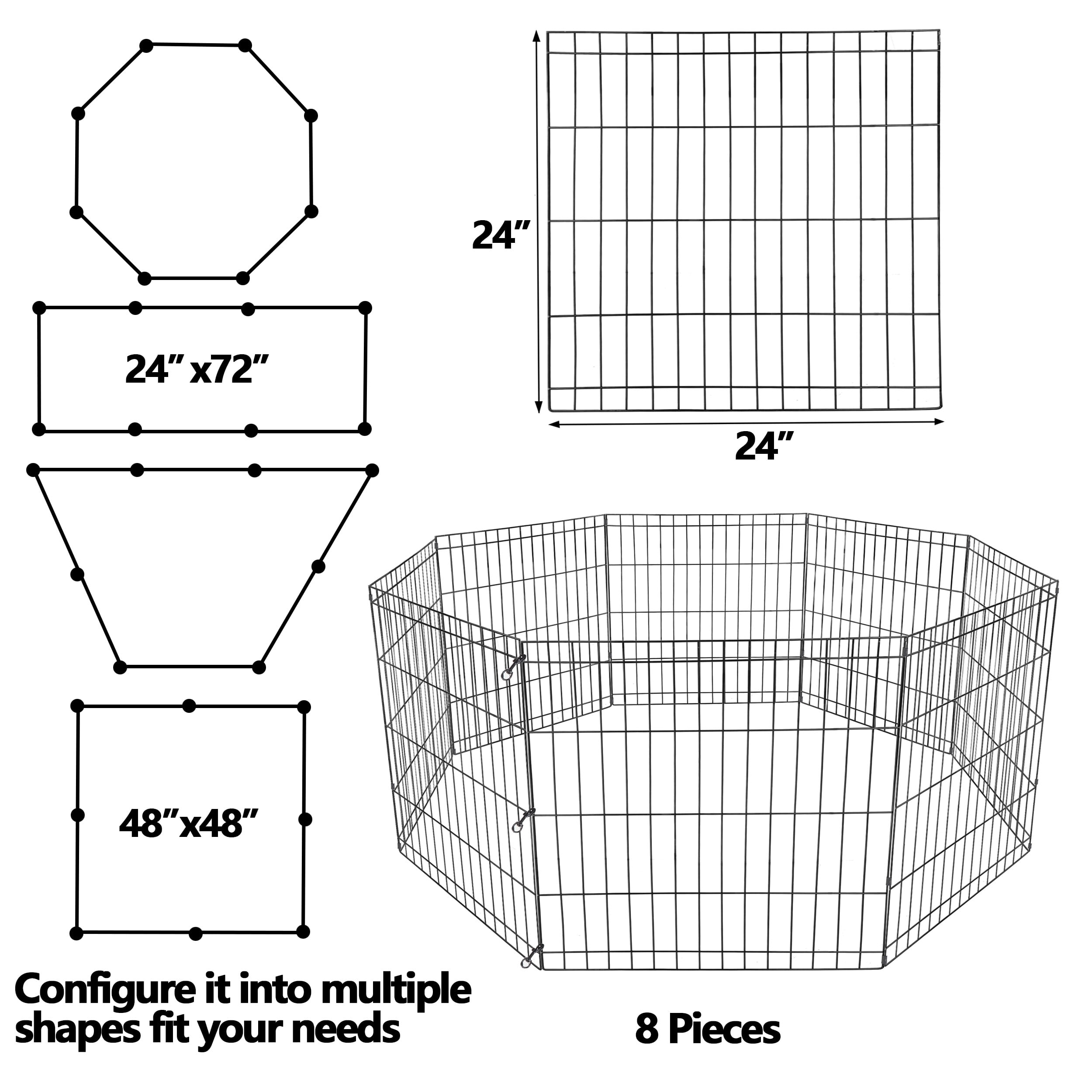 ZENY 24" Pet Playpen Indoor Outdoor 8 Panels Metal Dog Playpen Exercise Fence