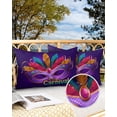 thumbnail image 3 of Brazilian Mardi Gras Celebration Outdoor Pillow Covers Set of 2,Decorative Waterproof Throw Pillow Case,Carnival Mask Feather on Purple Cotton Linen Soft Cozy Cushion Pillowcases, 3 of 7