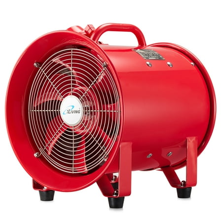 iLIVING 12 Inch Explosion Proof Ventilation Fan, 550W, 2720 CFM, Red