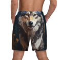 thumbnail image 2 of Lsque Mens Swim Trunks Oil Painting Tribal Wolf Pattern - Bathing Suit Compression Liner - Beach Swim Shorts Swimwear - (S-3XL) - Stretch Quick Dry -X-Large, 2 of 9
