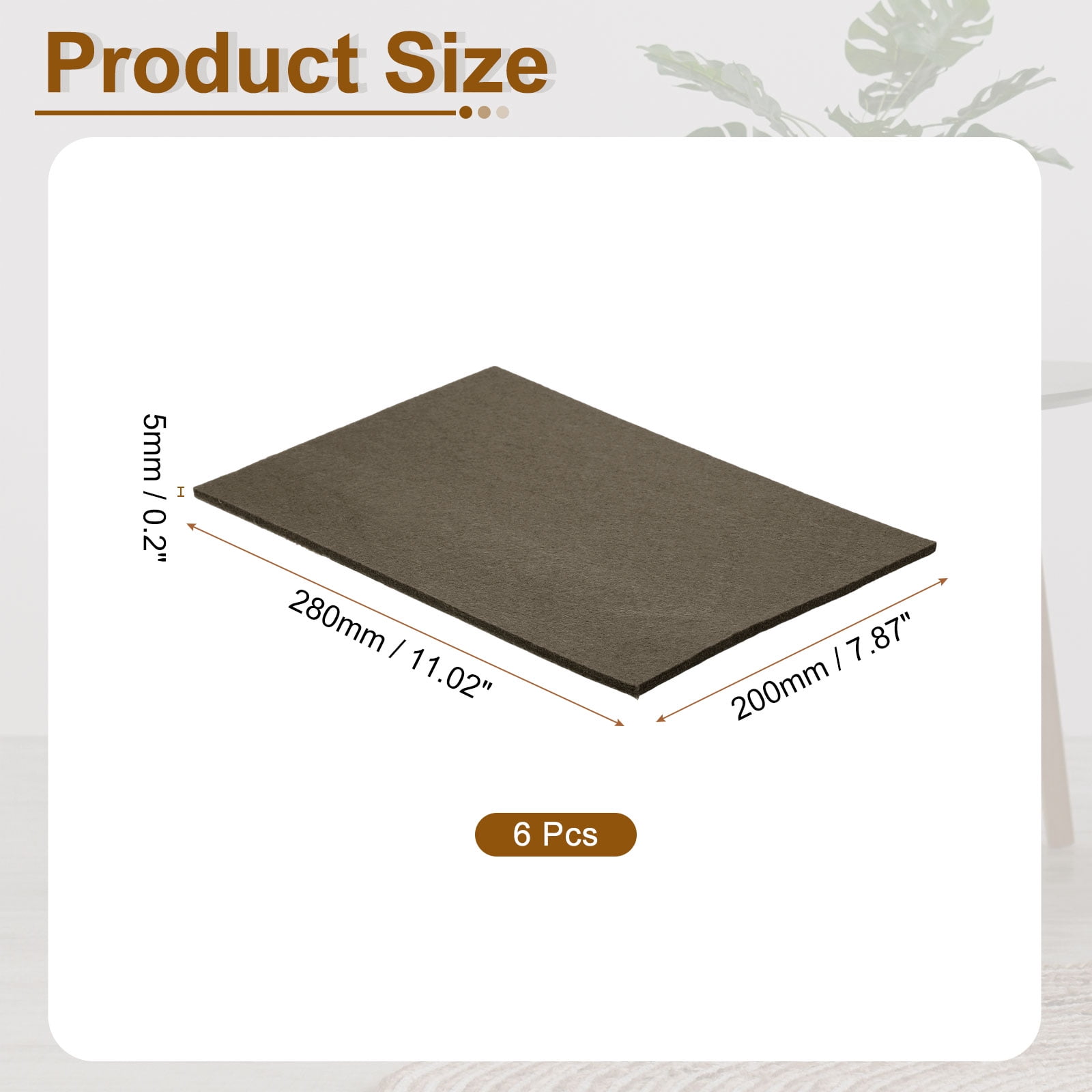 Felt Furniture Pads, 6Pack 11.02" x 7.87" Adhesive Backed Felt Non-slip Anti-scratch Chair Leg Protectors for Protecting Hardwood Floor, Brown