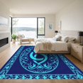 thumbnail image 3 of ODIKA 8x10 Machine Washable Non-Slip Area Rug, Mythic Snake Emblem Design with Intricate Curved Bands High Traffic Rug, Blue, 913832, 3 of 7