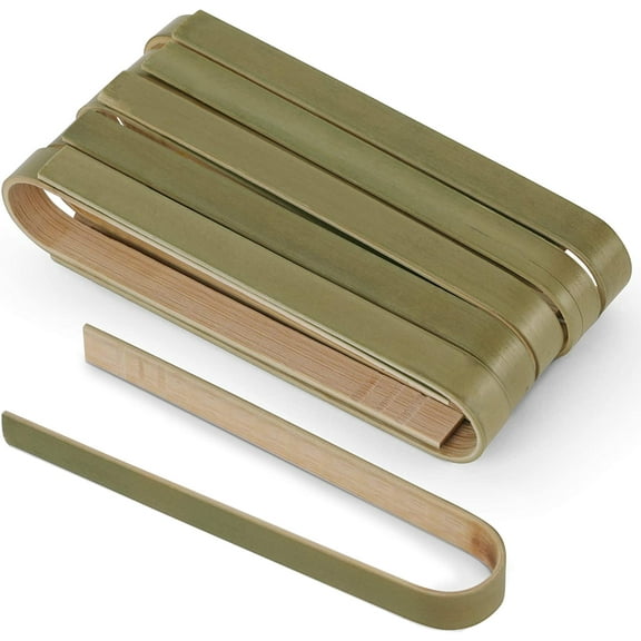 Bimnic Wooden Tongs for Cooking – 10 pcs Mini toaster tongs - Mini Bamboo Tongs for the Kitchen – Natural Green Color – Disposable Cooking Utensils