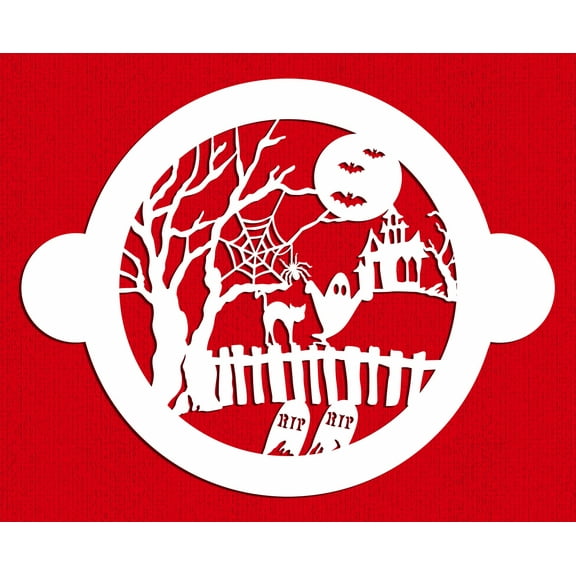 Designer Stencils Halloween Cake Fright Top Stencil, Beige/semi-transparent