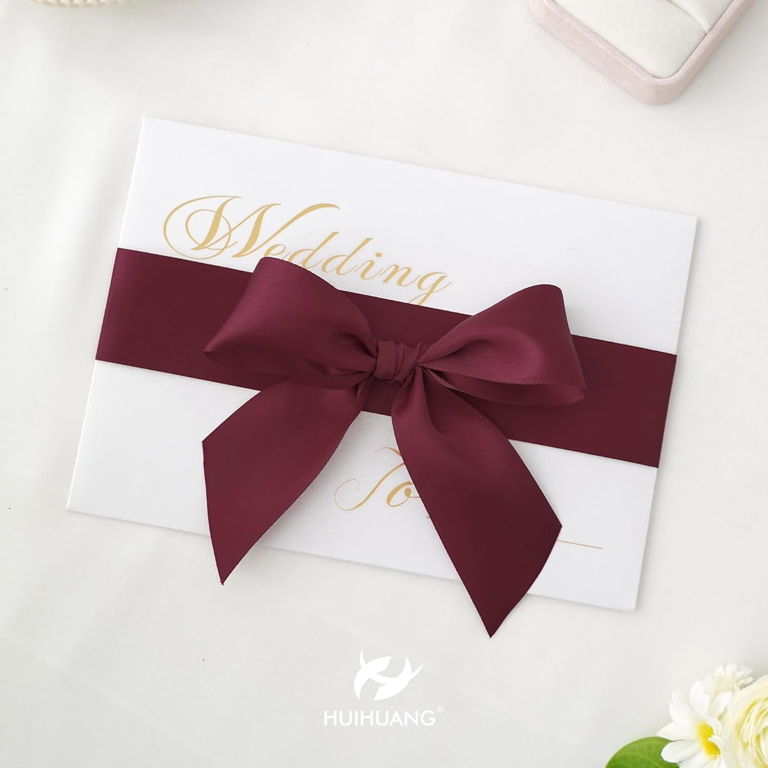 1-1/2 inch Double Face Satin Ribbon Maroon Ribbon Satin Wine Red Ribbons 50 Yards Roll for Gift Wrapping Bow Making Floral Bouquet Wedding Invitations Decor Party Favor Craft Supplies