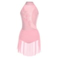 thumbnail image 3 of YiZYiF Women's Sleeveless Glittery Applique Dance Dress Ice Skating Gymnastics Ballet Skirts Leotard Pink L, 3 of 6