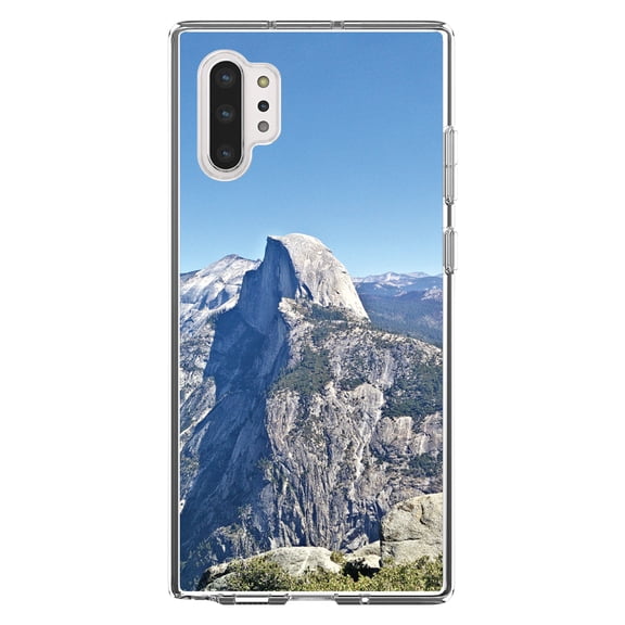 DistinctInk Clear Shockproof Hybrid Case for Galaxy Note 10 PLUS (6.8" Screen) - TPU Bumper, Acrylic Back, Tempered Glass Screen Protector - Yosemite Half Dome