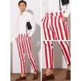 thumbnail image 5 of Unique Bargains Men's Striped Business Pants Slim Fit Flat Front Cropped Pants 32 Red White, 5 of 6