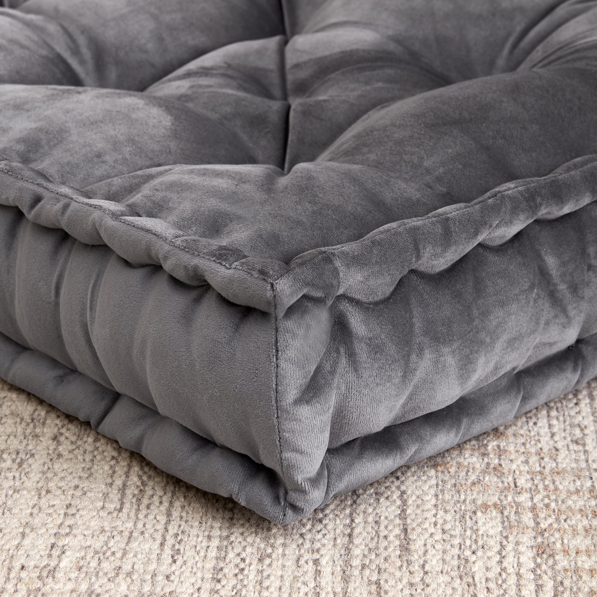 Sweet Home Collection Tufted Square Meditation Yoga Floor Pillow, Gray - 20" x 20"