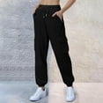 thumbnail image 4 of felwors Women's Fleece Cargo Sweatpants Y2k Comfy Casual Baggy Sweat Pants Warm High Waist Workout Jogger Pants with Pockets Black, XXL, 4 of 8
