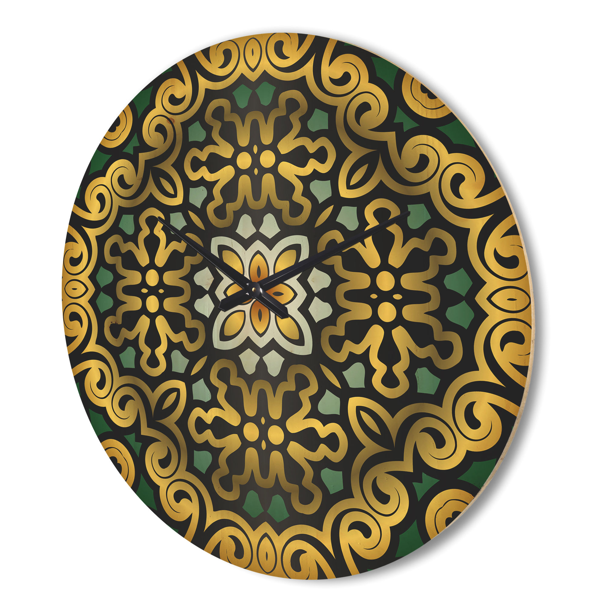 Designart 'Geometric Ornament Ethnic Floral ' Modern Wood Wall Clock