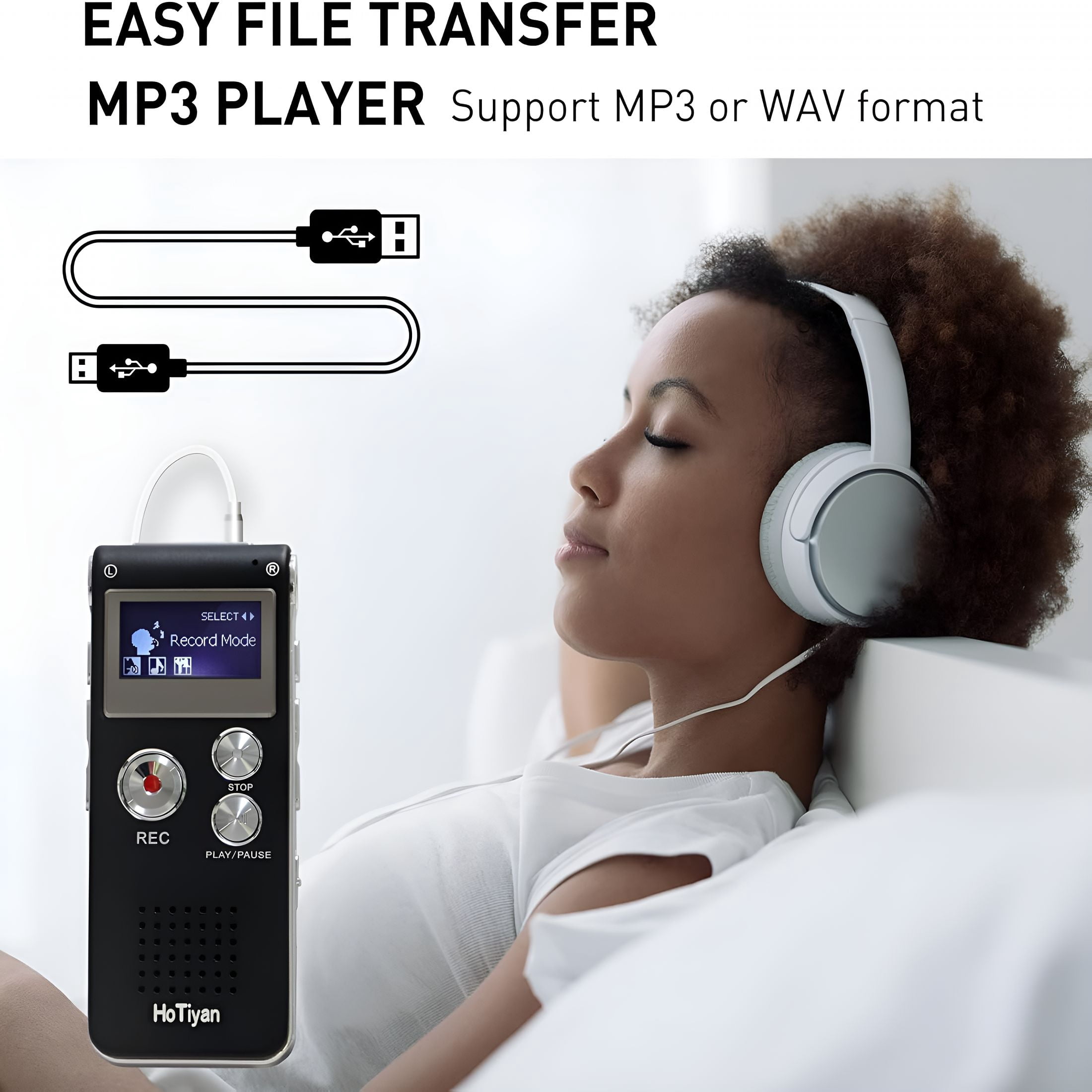 GJX Voice Recorder 16Gb Capacity Voice Activated Recording Device Digital Voice Recorder for Lectures,Meetings,Interviews Audio Recorder with Usb Rechargeable Wav/Mp3 Tape Recorder