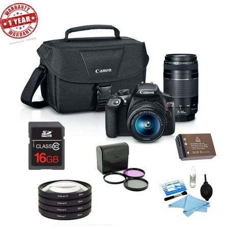 Canon EOS Rebel T6/2000d DSLR Camera with 18-55mm Lens & 75-300mm III Lens | 16GB MC | Spare Battery Bundle