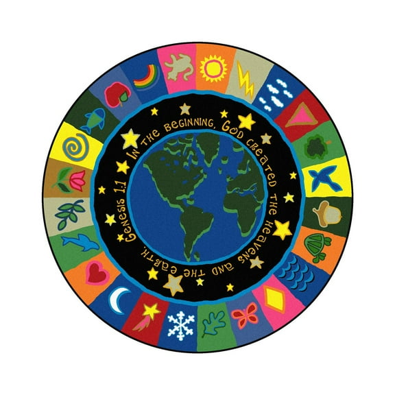 In the Beginning 7'7" Round Area Rug In Color Multi