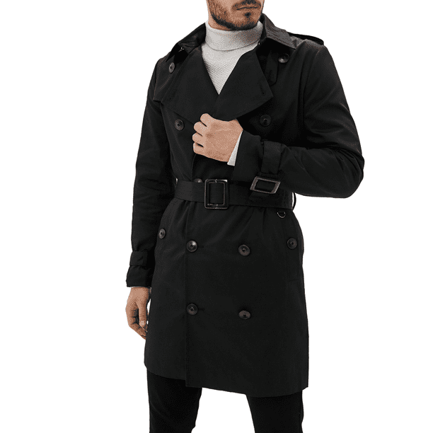 Dasti Double Ted Trench Coat For, Mens Belted Trench Coat Short Guys