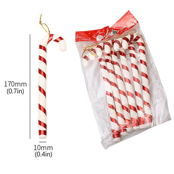 LOLIPPYY 12-Pack Christmas Tree Candy Cane Ornaments, Red White Multi-Color Plastic Holiday Decorations, Party Photo Props 3.5in x 2.75in