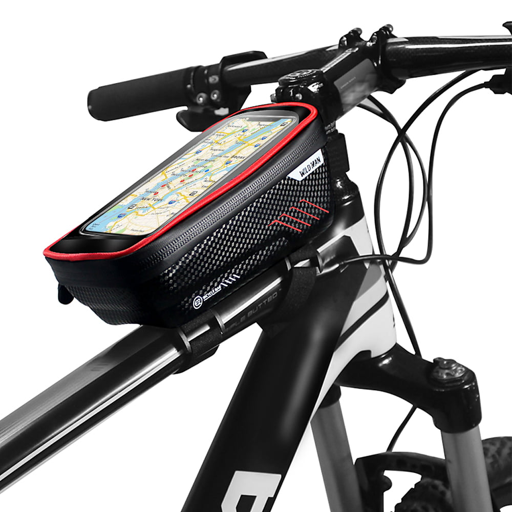 WILDMAN Waterproof Mountain Bike Frame Front Bag Bicycle Mobile Phone Holder Bag