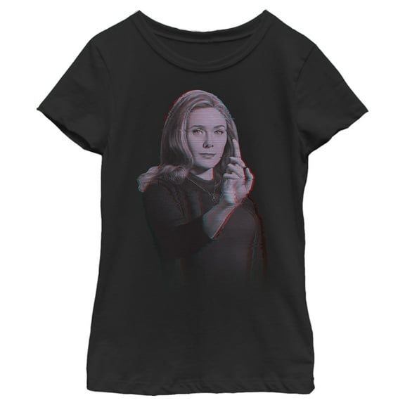 Girl's Marvel WandaVision Wanda Glitch Graphic Tee Black Small